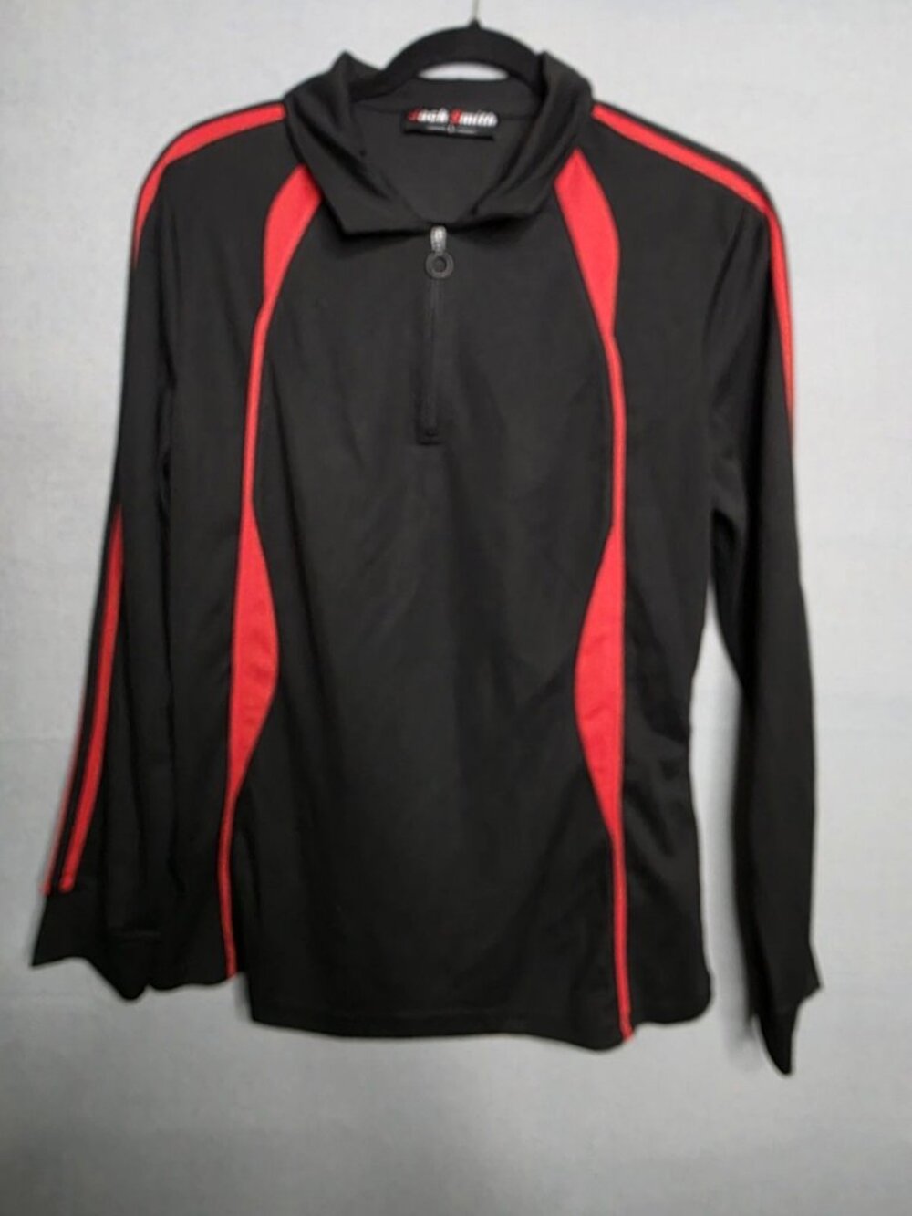 Mens Large Pullover STRETCH Polo Moisture Wicking Red Black Jack Smith 1/4 Zip